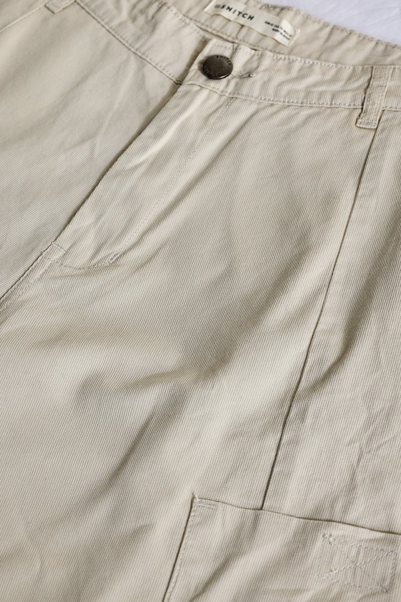 SNITCH Cream Relaxed Fit Cargo Pants - Image 2